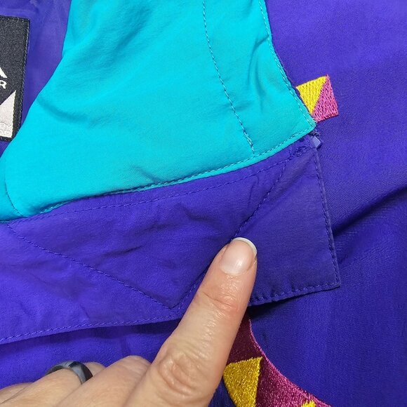 Vintage 80s Skiwear Jacket 8 Purple Geometric Southwestern Retro Snow Gorpcore - Picture 7 of 10